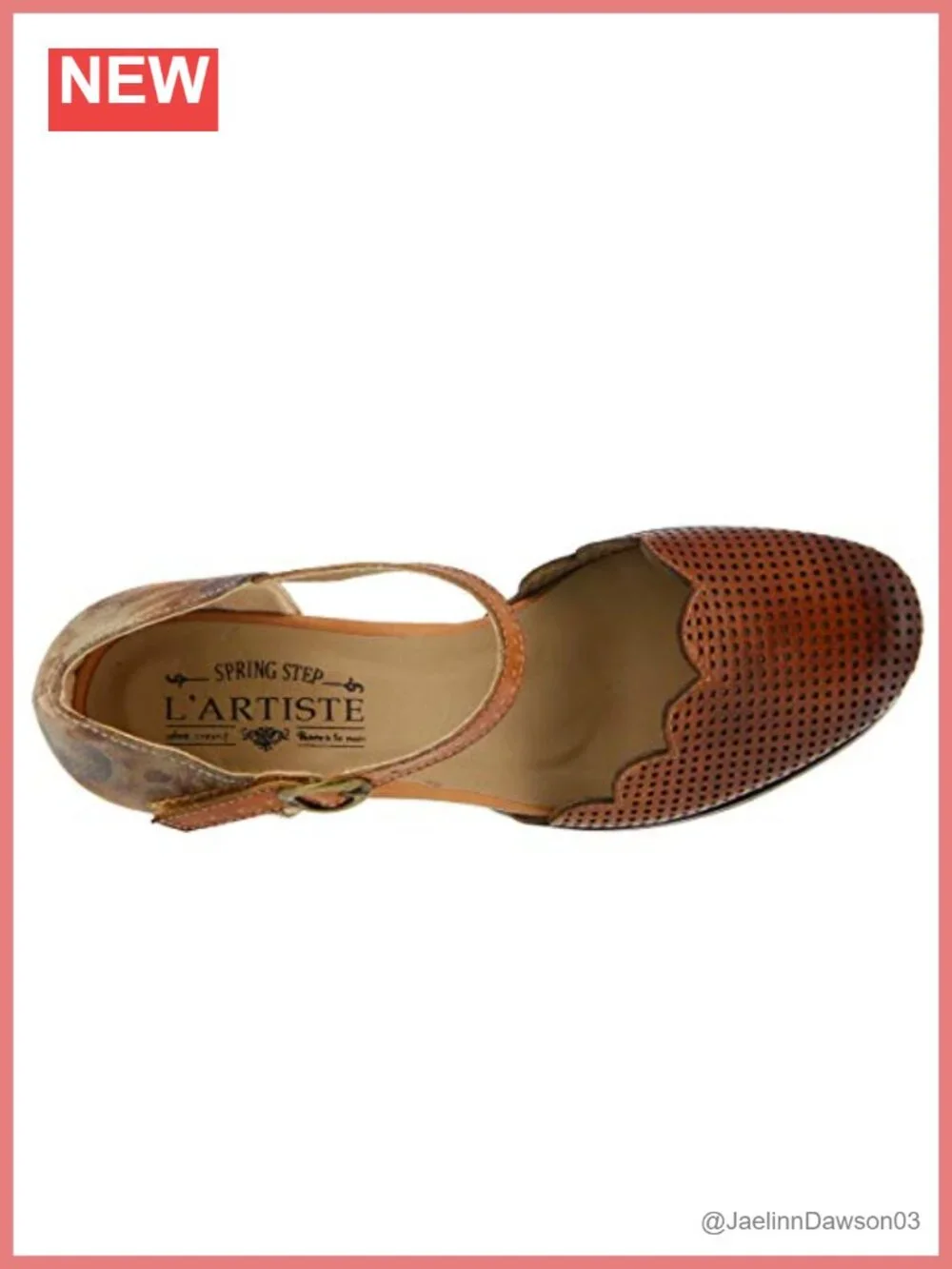 L'Artiste Women's Hand Painted Leather D'Orsay Flats with Adjustable Buckle